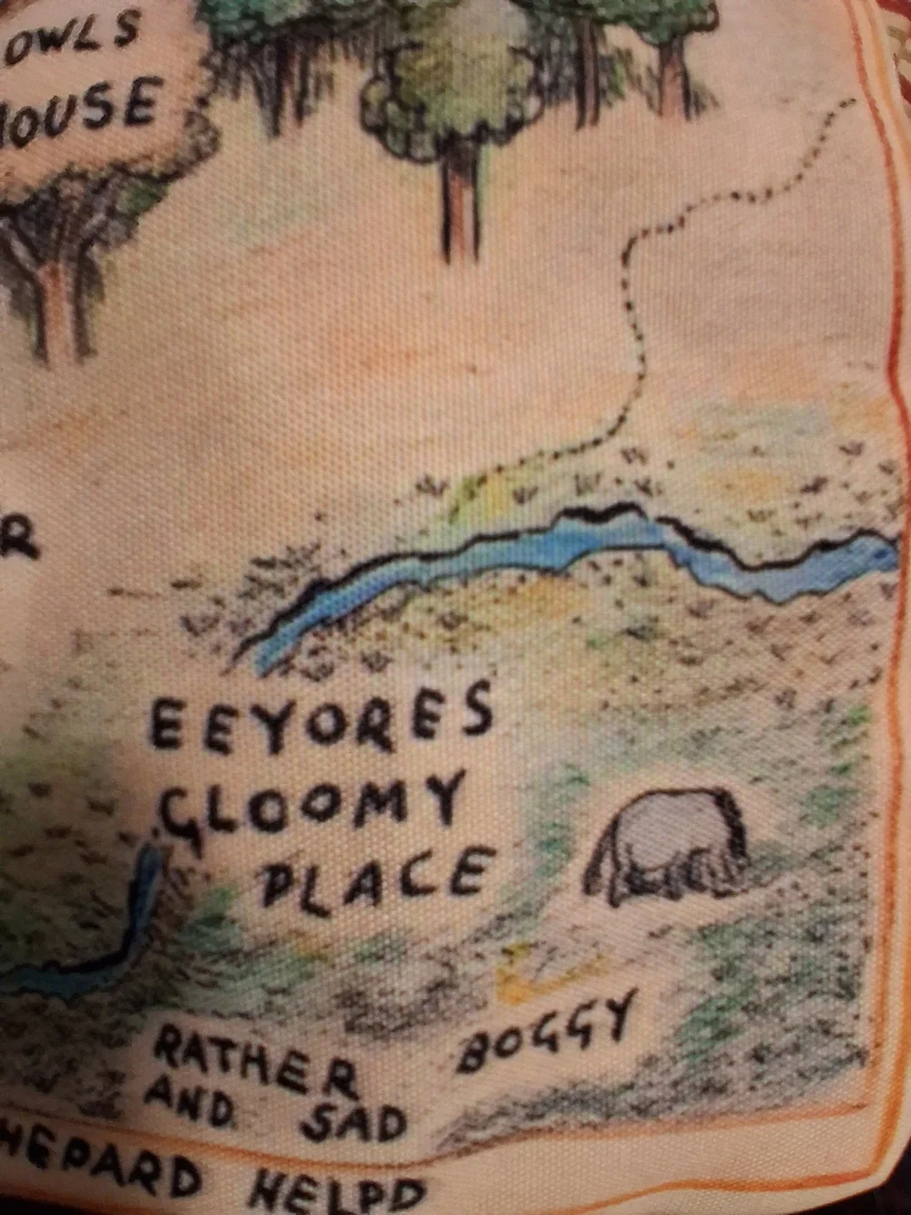 Vintage Winnie the Pooh Map Pillow Cover Illustrated Hundred Acre Wood 17